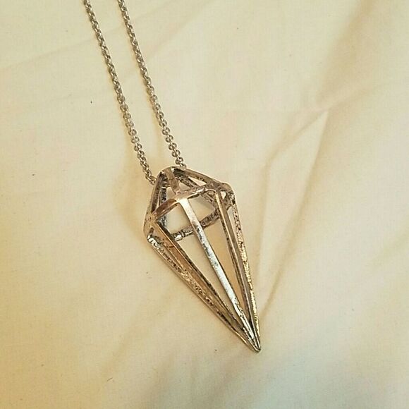 18" Chain Silver Caged Diamond Necklace - Picture 1 of 1